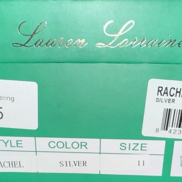 Glitzy Lauren Lorraine Rachel Silver Shimmer Sling Back Stilletos Size 11 - Picture 3 of 3